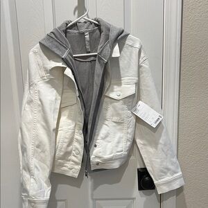 Athleta White Jean Jacket with Removable Grey vest